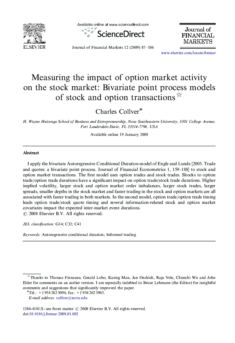 Measuring the impact of option market activity on the stock market: Bivariate point process models of stock and option transactions