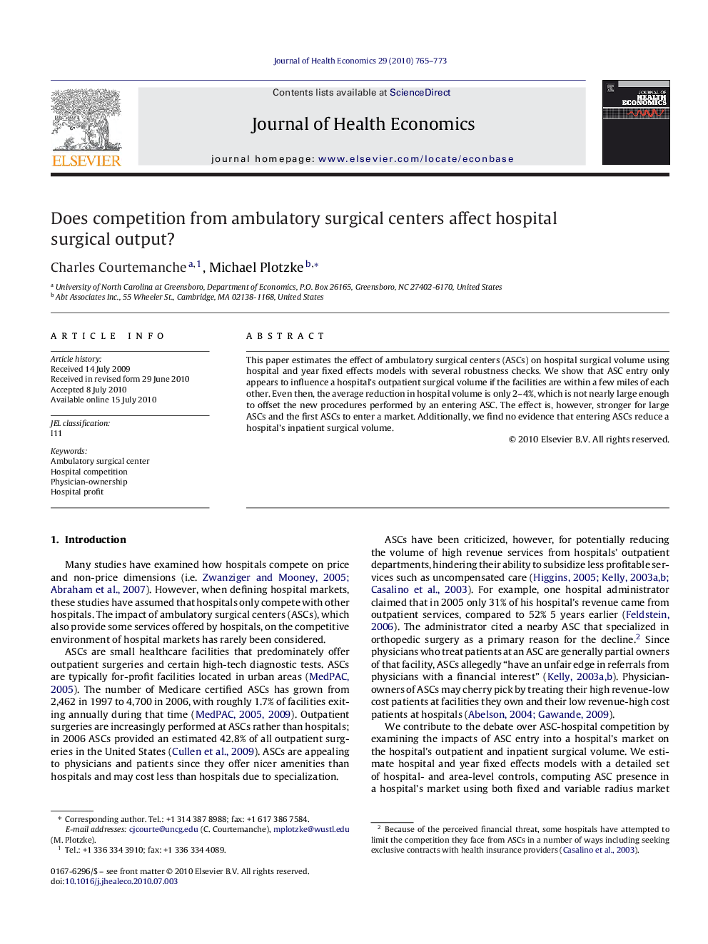 Does competition from ambulatory surgical centers affect hospital surgical output?