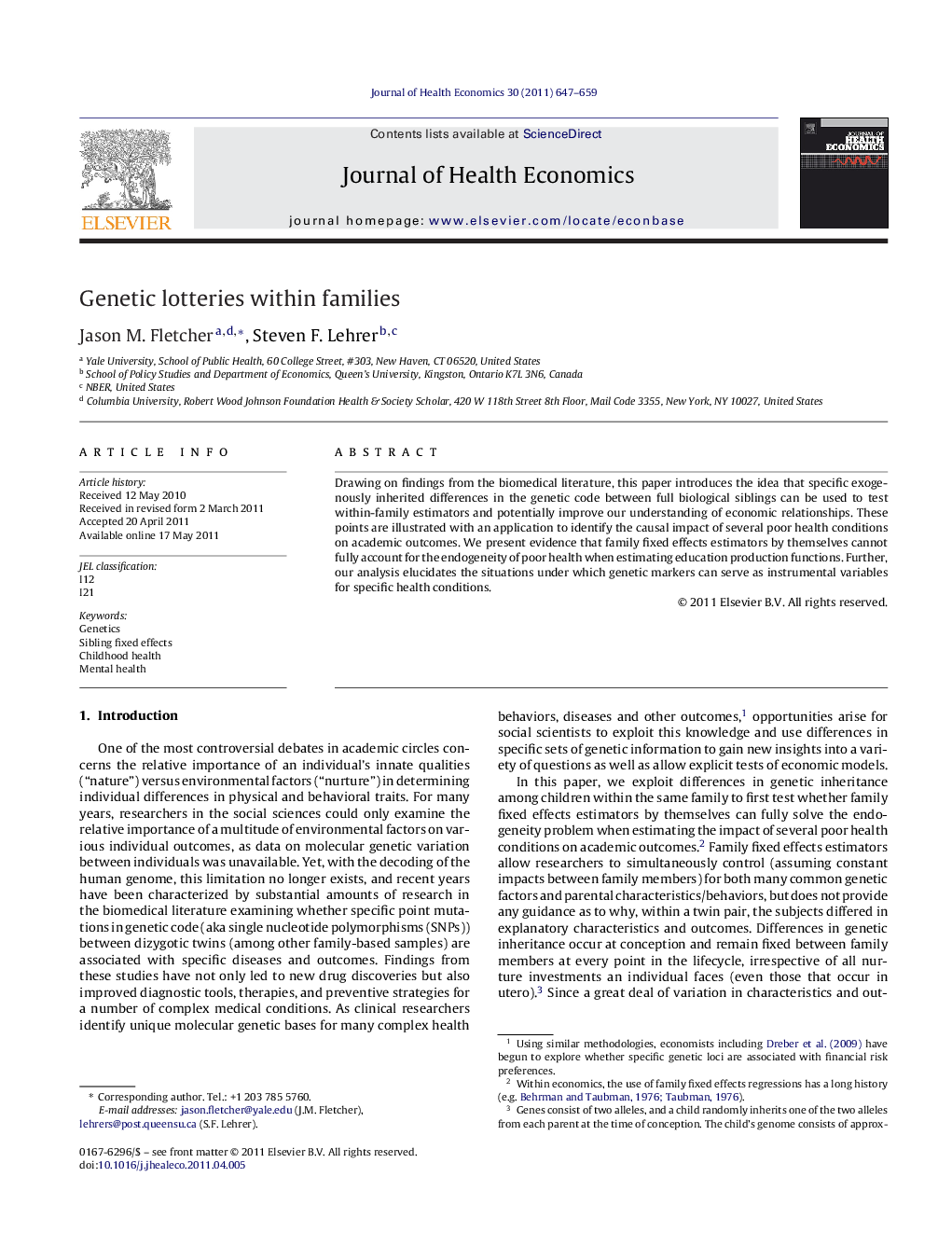 Genetic lotteries within families