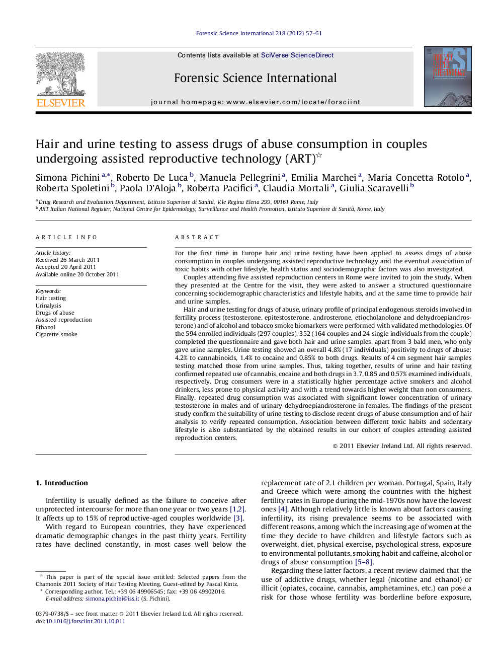 Hair and urine testing to assess drugs of abuse consumption in couples undergoing assisted reproductive technology (ART) 