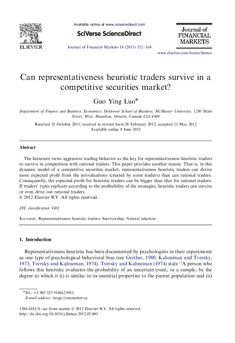 Can representativeness heuristic traders survive in a competitive securities market?