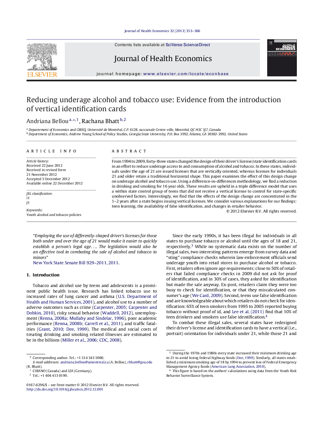 Reducing underage alcohol and tobacco use: Evidence from the introduction of vertical identification cards