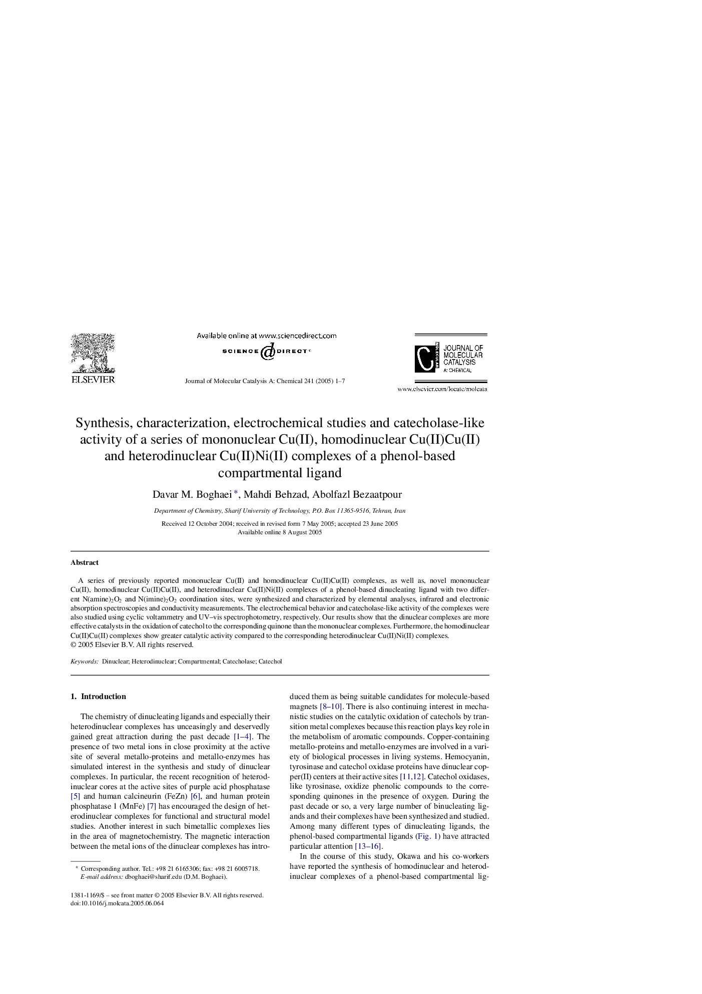 Synthesis, characterization, electrochemical studies and catecholase-like activity of a series of mononuclear Cu(II), homodinuclear Cu(II)Cu(II) and heterodinuclear Cu(II)Ni(II) complexes of a phenol-based compartmental ligand