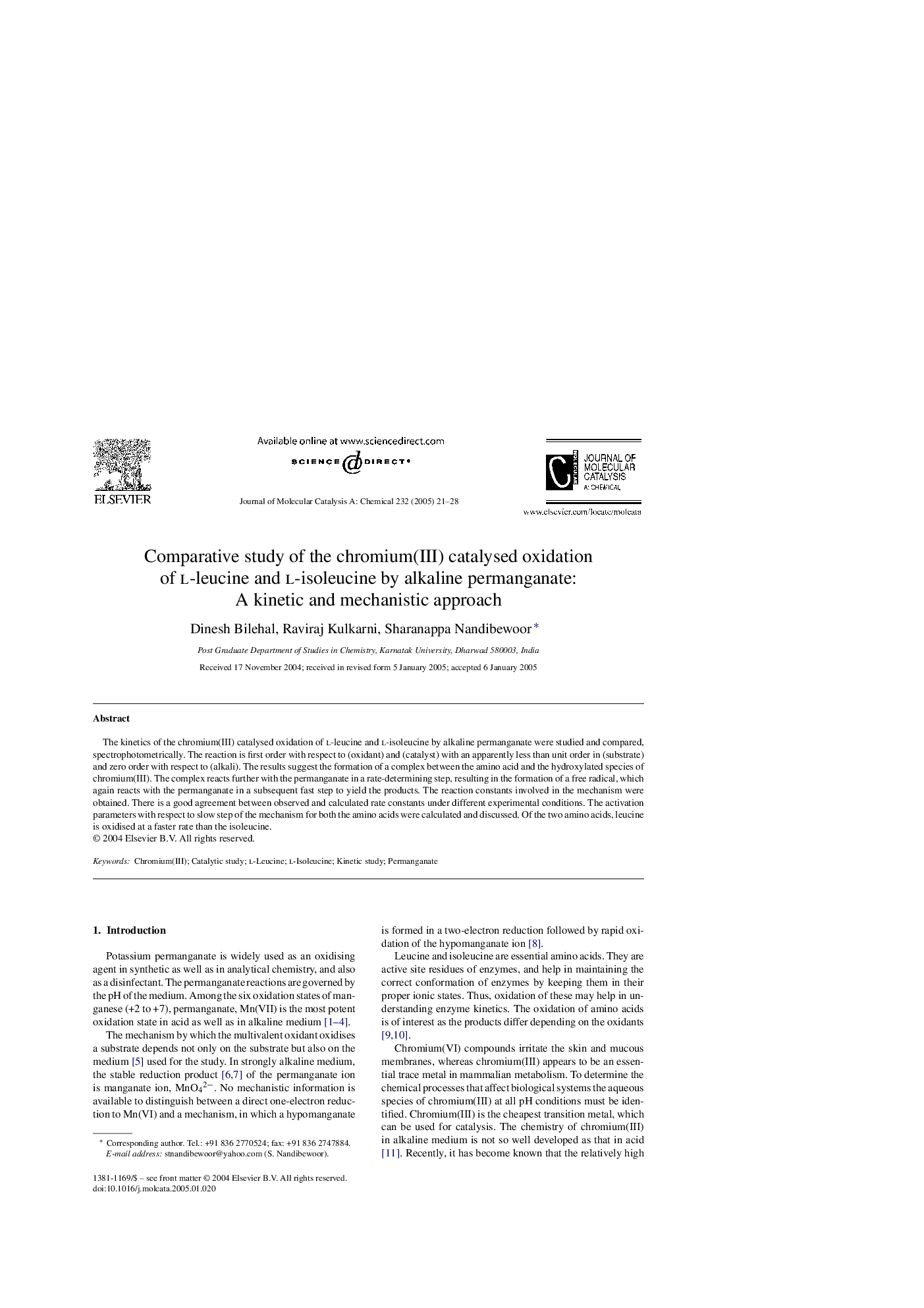 Comparative study of the chromium(III) catalysed oxidation of l-leucine and l-isoleucine by alkaline permanganate: A kinetic and mechanistic approach