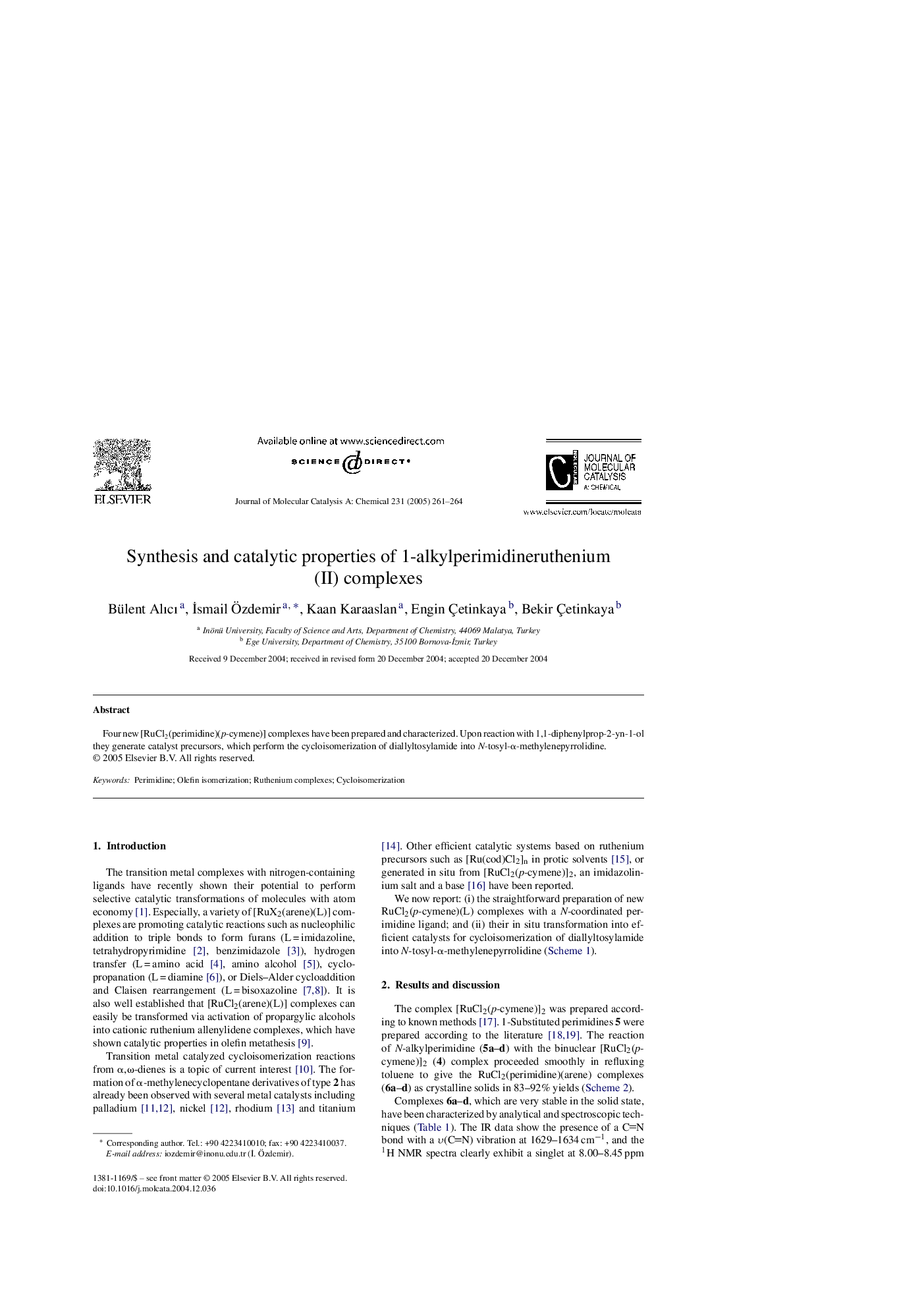 Synthesis and catalytic properties of 1-alkylperimidineruthenium(II) complexes