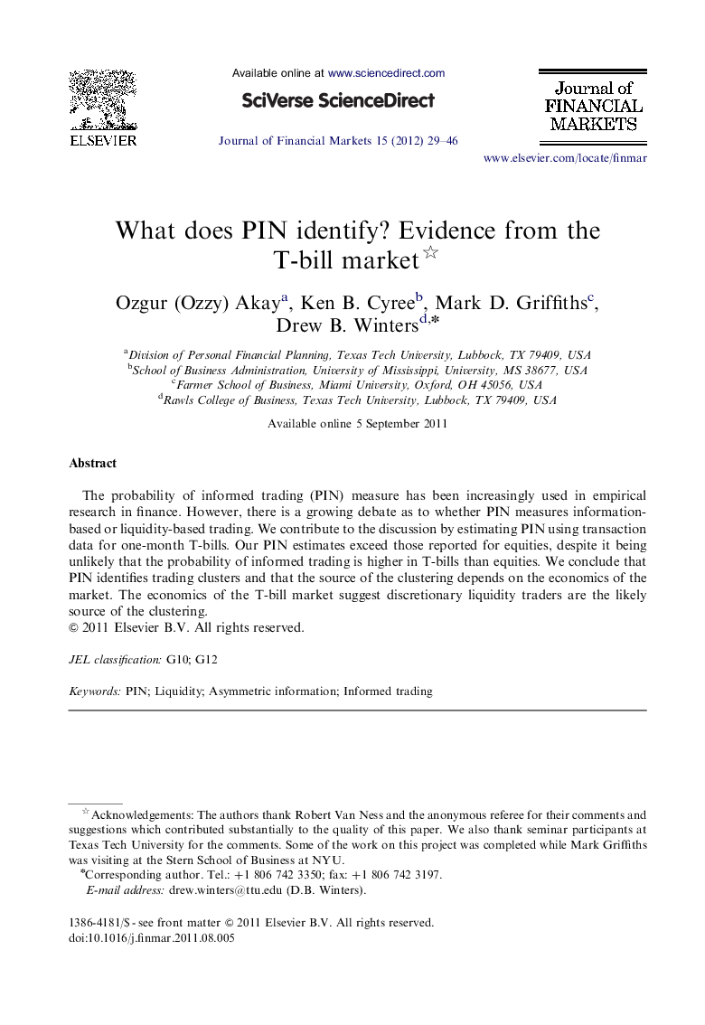 What does PIN identify? Evidence from the T-bill market