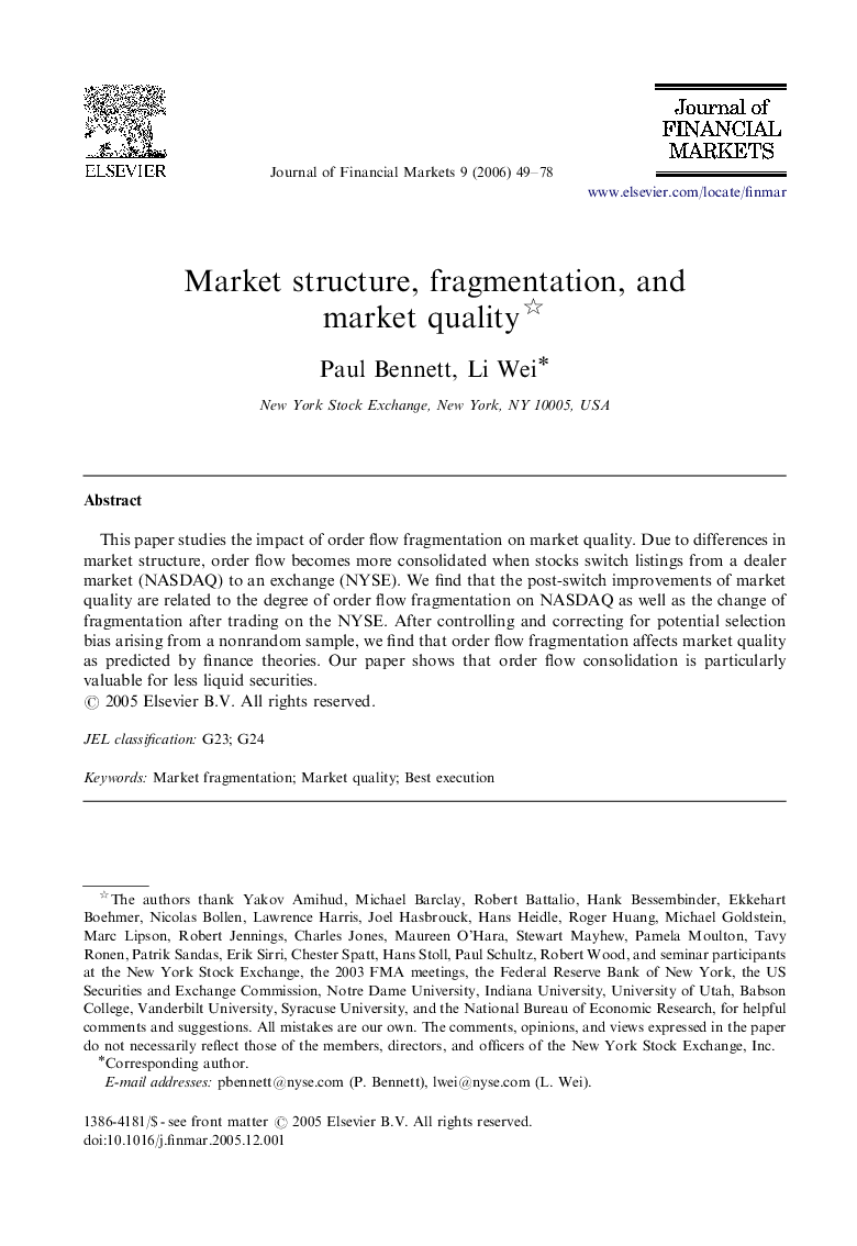 Market structure, fragmentation, and market quality 