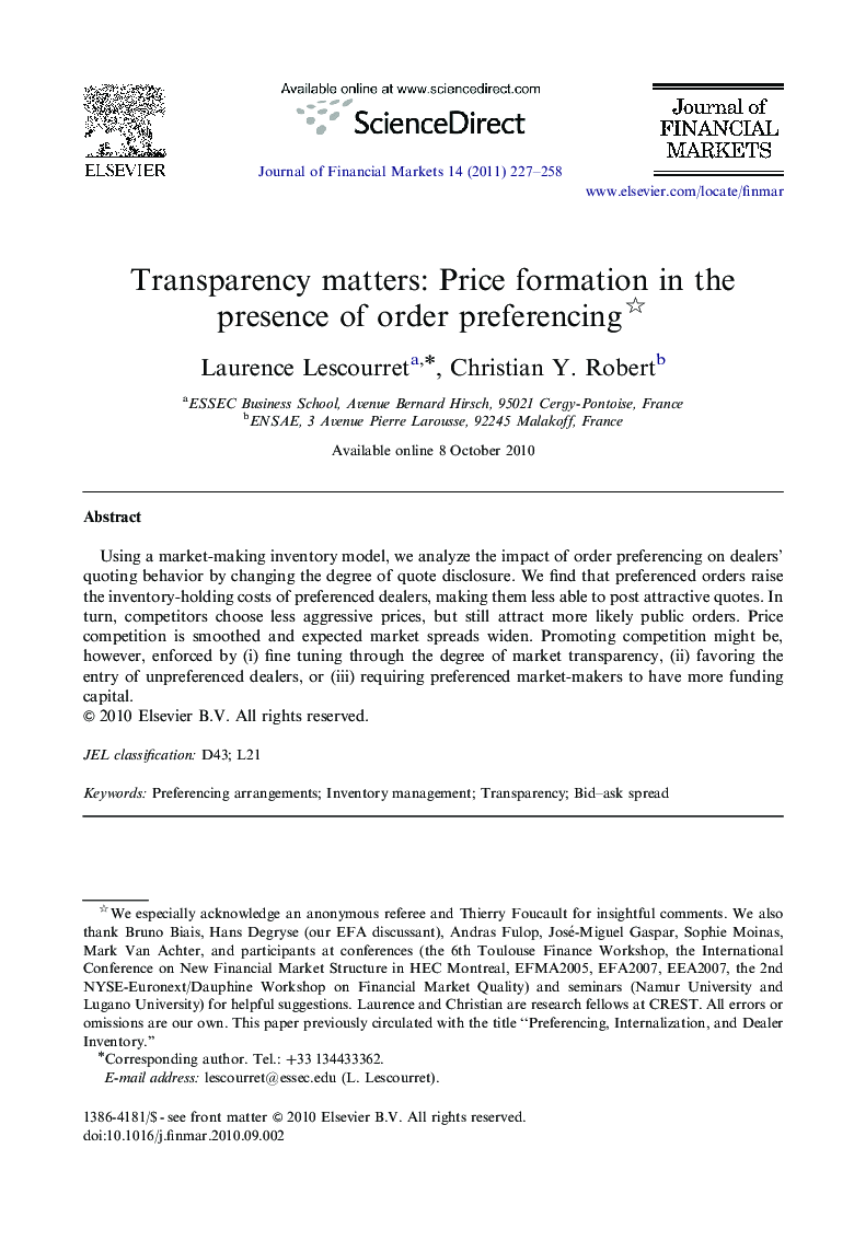 Transparency matters: Price formation in the presence of order preferencing