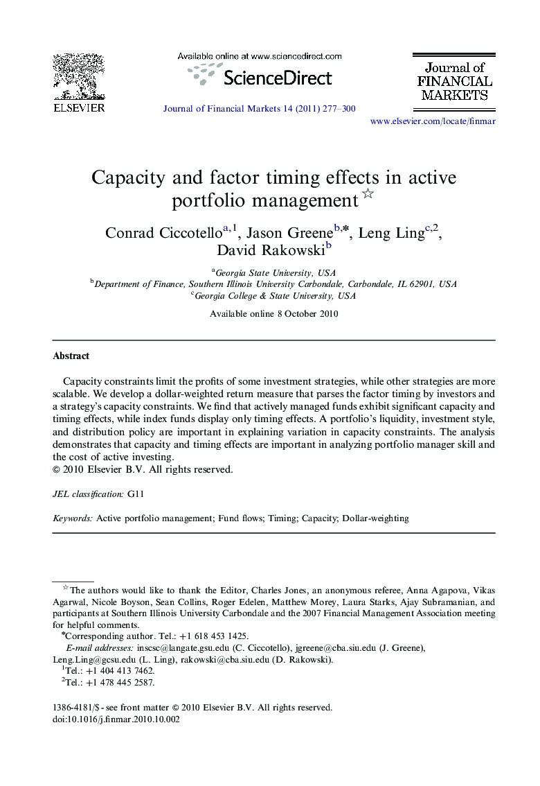 Capacity and factor timing effects in active portfoliomanagement