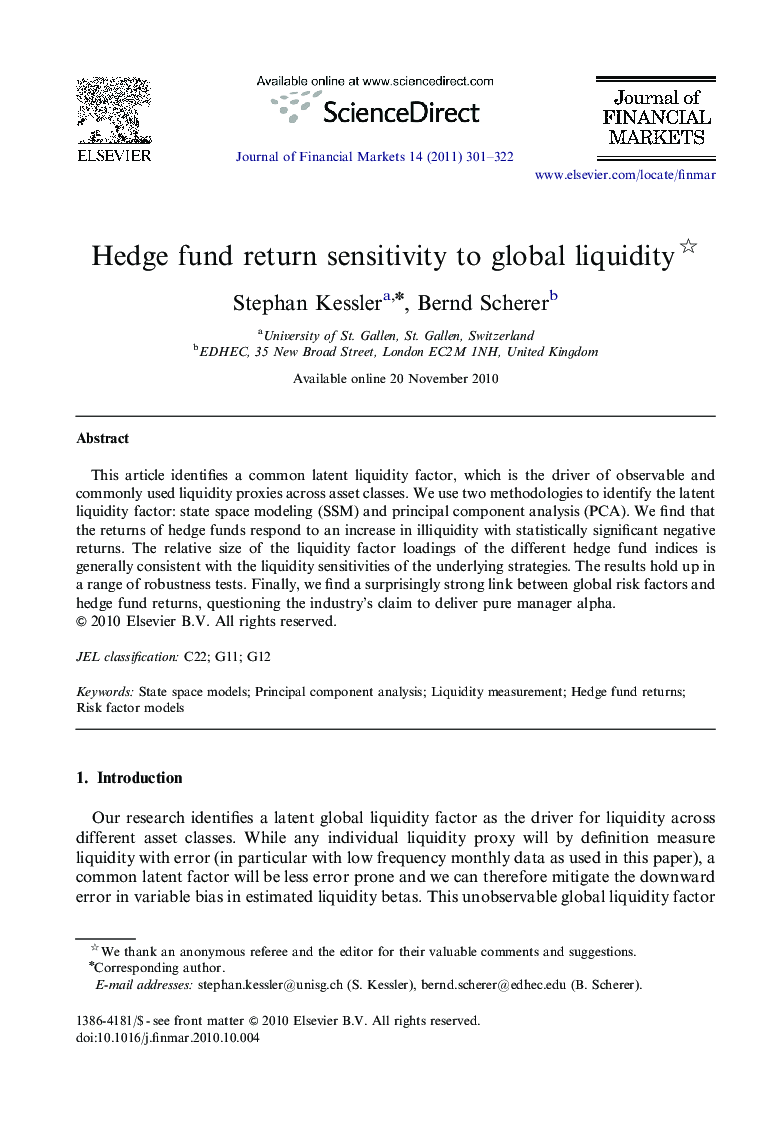 Hedge fund return sensitivity to global liquidity