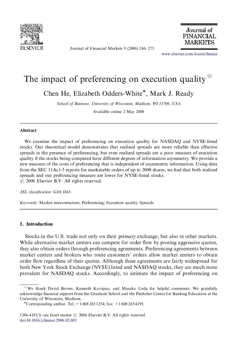 The impact of preferencing on execution quality