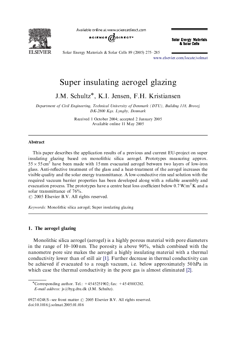 Super insulating aerogel glazing