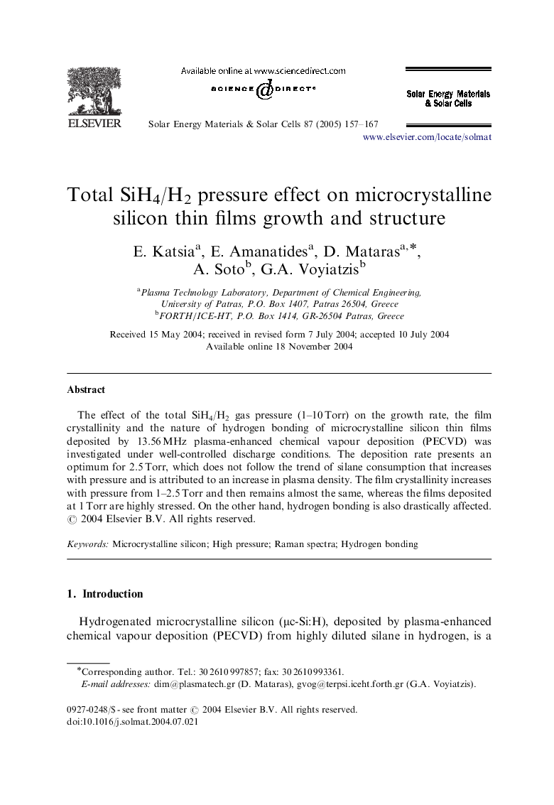 Total SiH4/H2 pressure effect on microcrystalline silicon thin films growth and structure