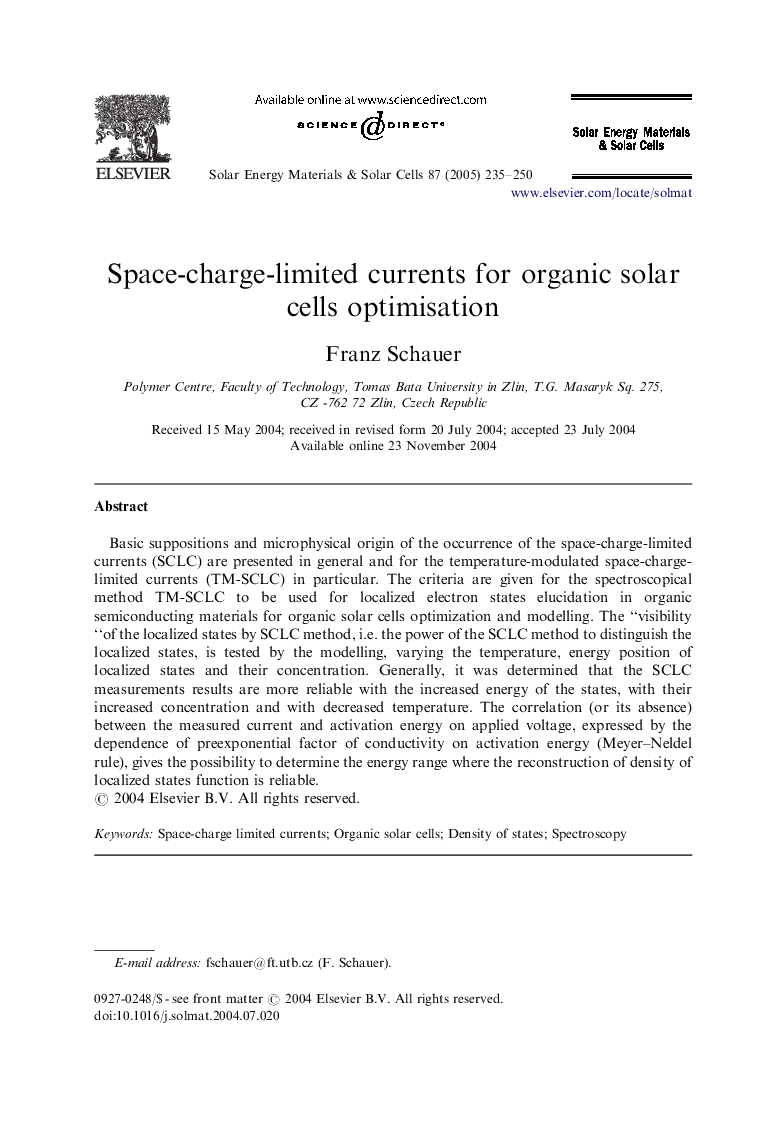 Space-charge-limited currents for organic solar cells optimisation