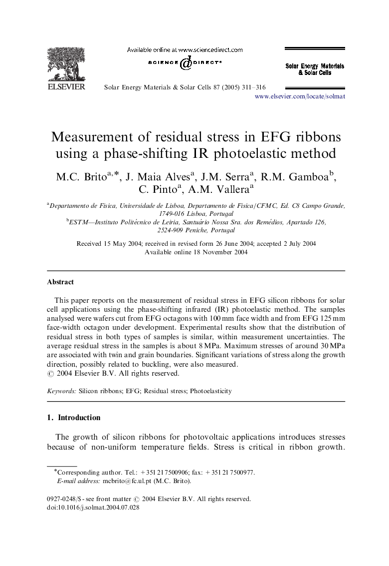 Measurement of residual stress in EFG ribbons using a phase-shifting IR photoelastic method