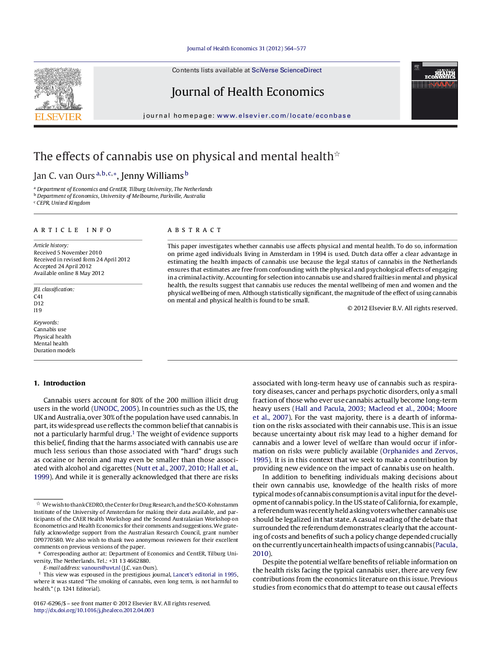 The effects of cannabis use on physical and mental health 