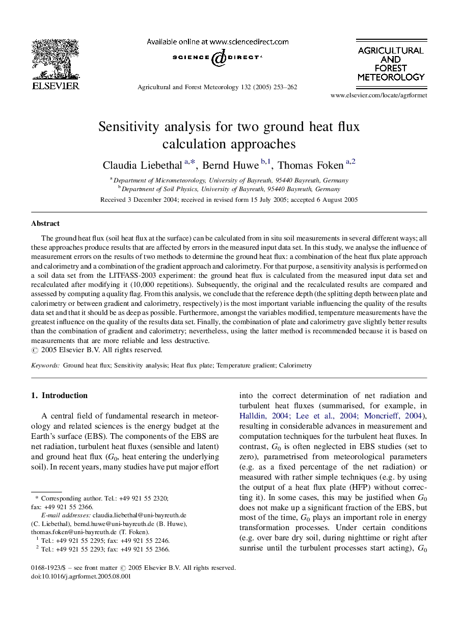 Sensitivity analysis for two ground heat flux calculation approaches