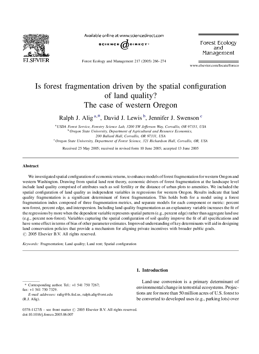 Is forest fragmentation driven by the spatial configuration of land quality?