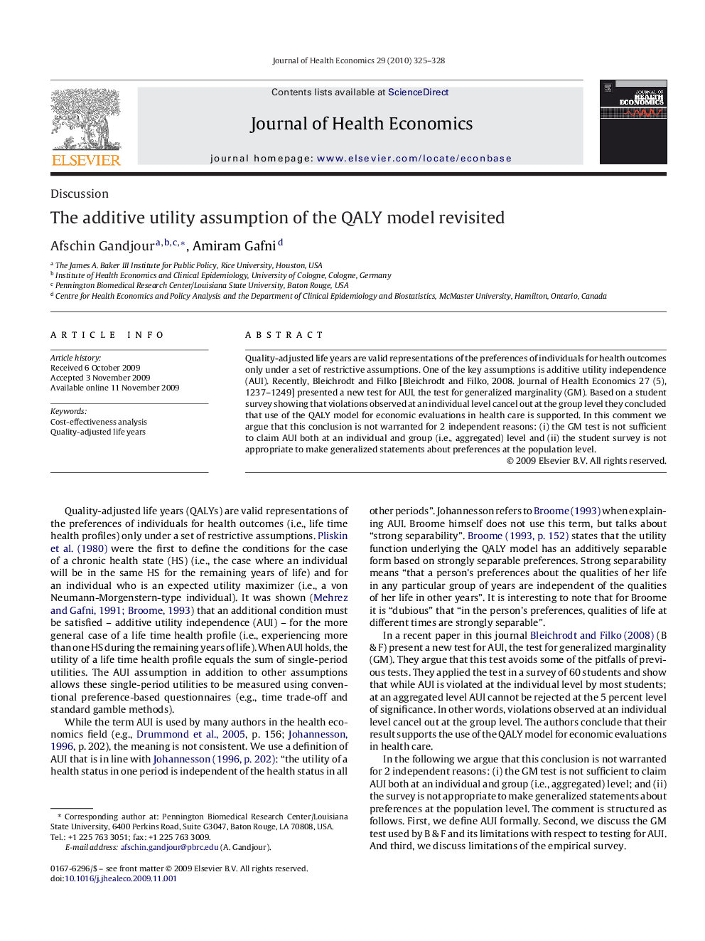 The additive utility assumption of the QALY model revisited