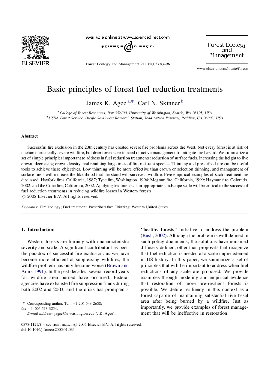 Basic principles of forest fuel reduction treatments