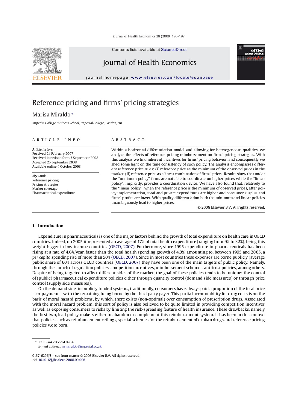 Reference pricing and firms' pricing strategies