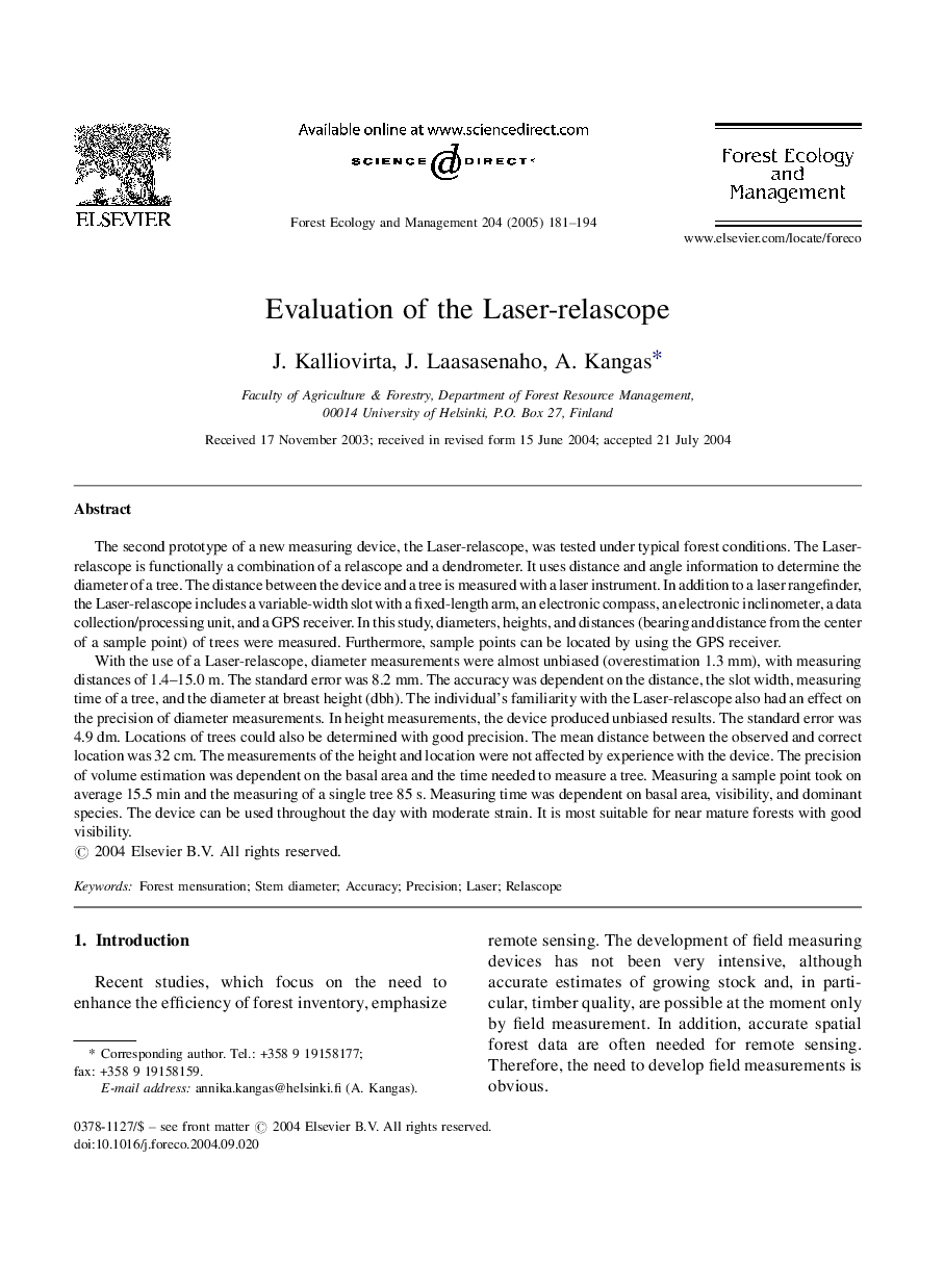 Evaluation of the Laser-relascope