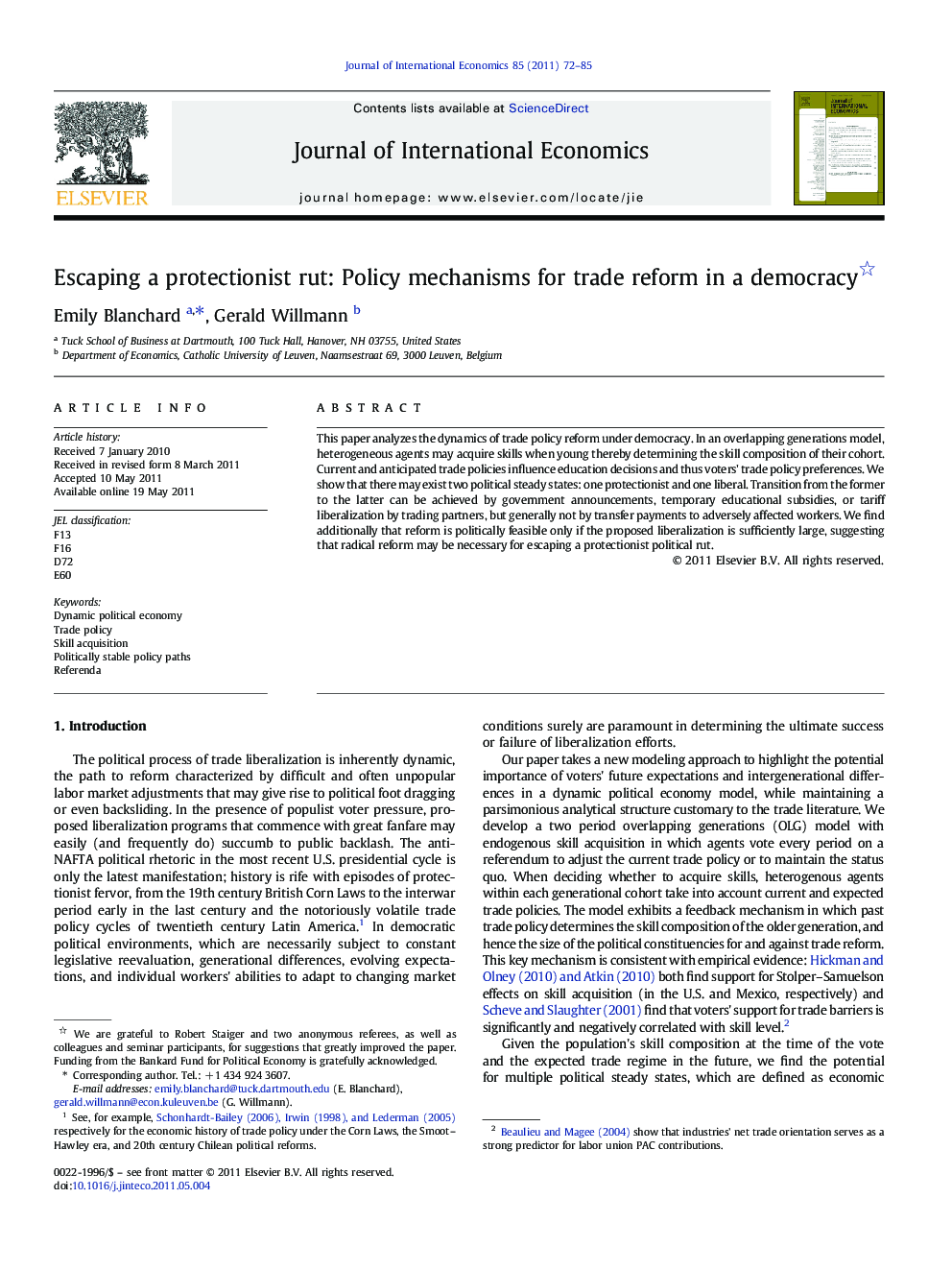 Escaping a protectionist rut: Policy mechanisms for trade reform in a democracy