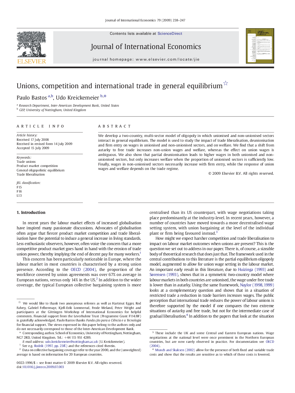 Unions, competition and international trade in general equilibrium