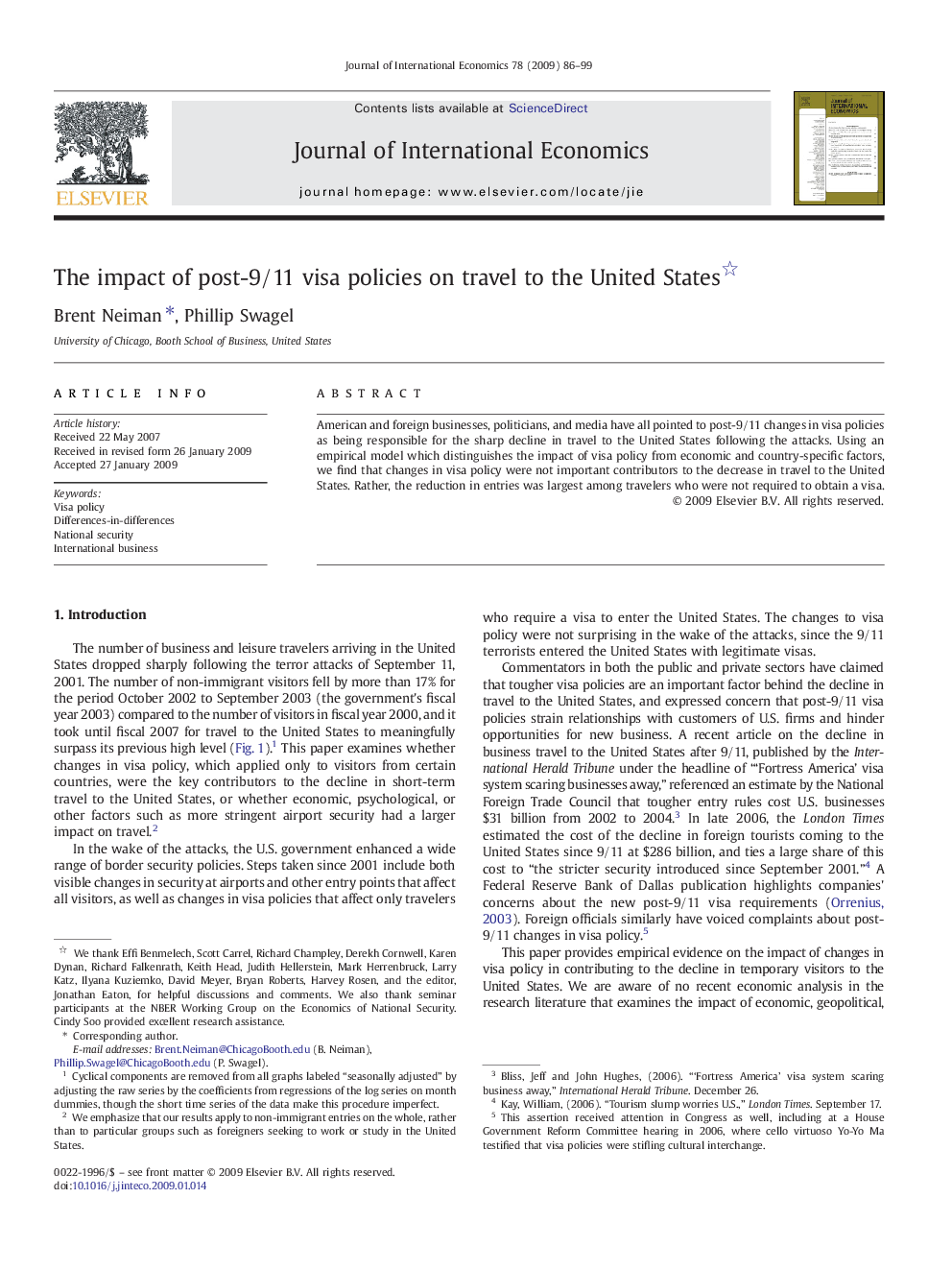 The impact of post-9/11 visa policies on travel to the United States