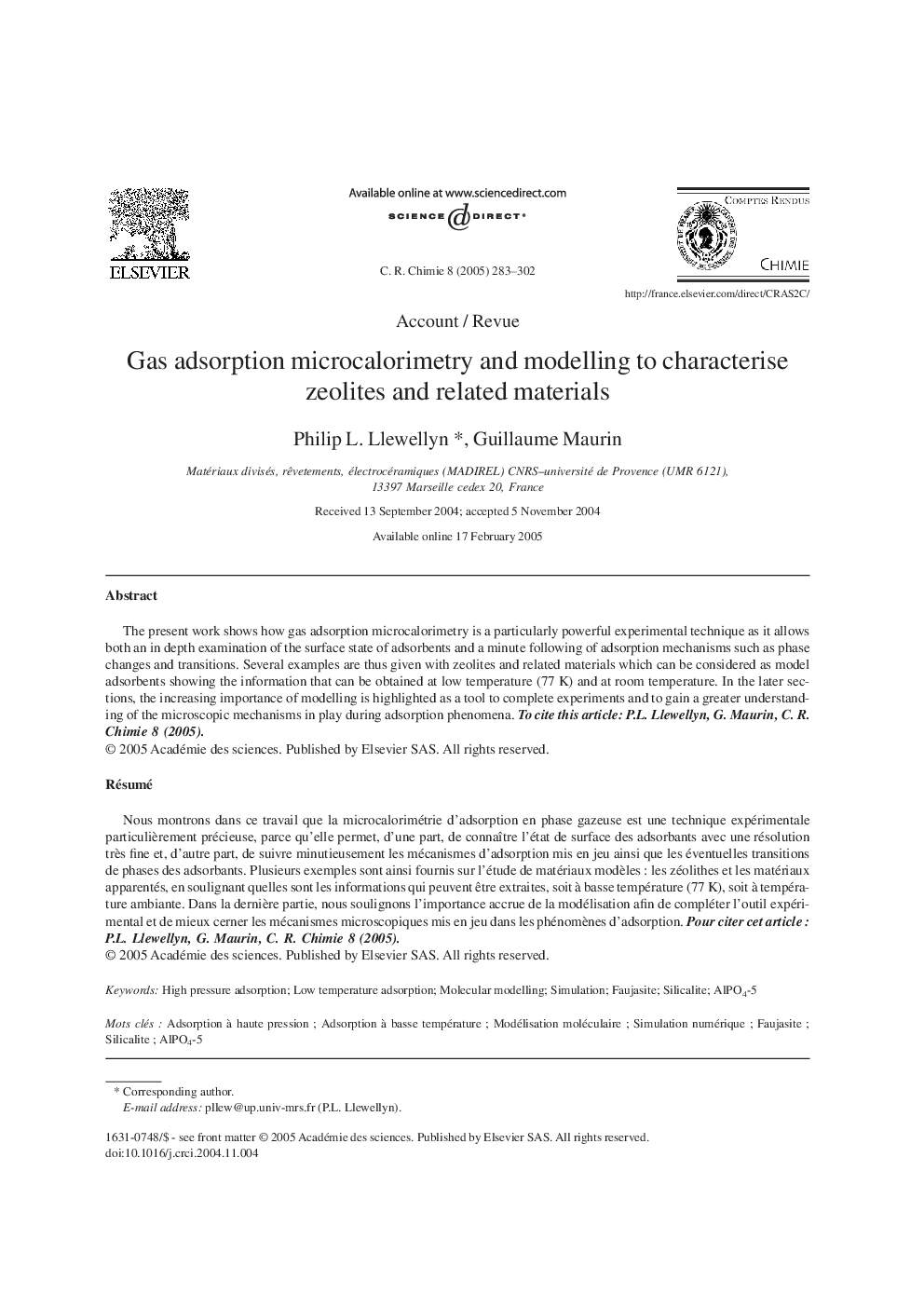 Gas adsorption microcalorimetry and modelling to characterise zeolites and related materials