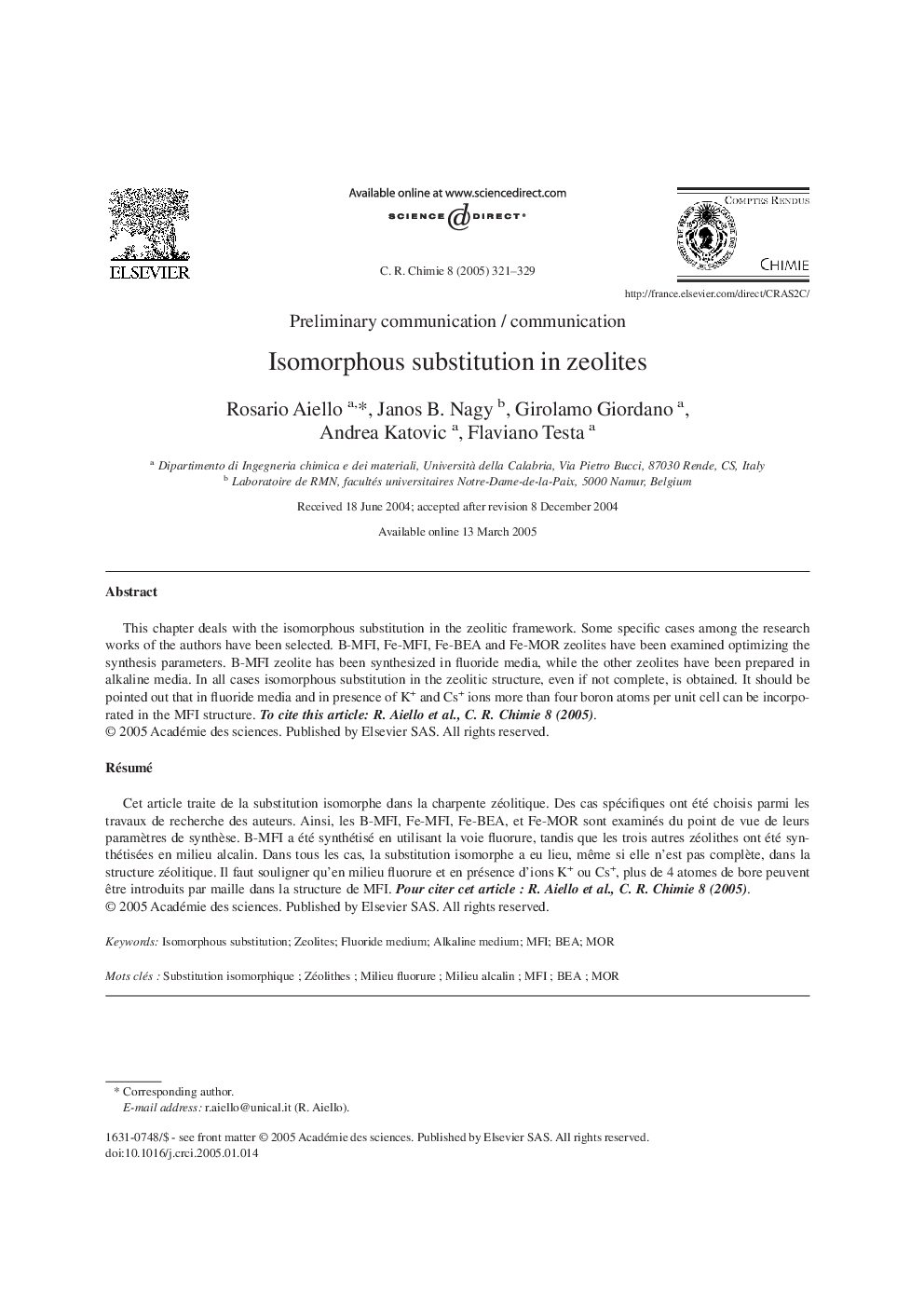 Isomorphous substitution in zeolites