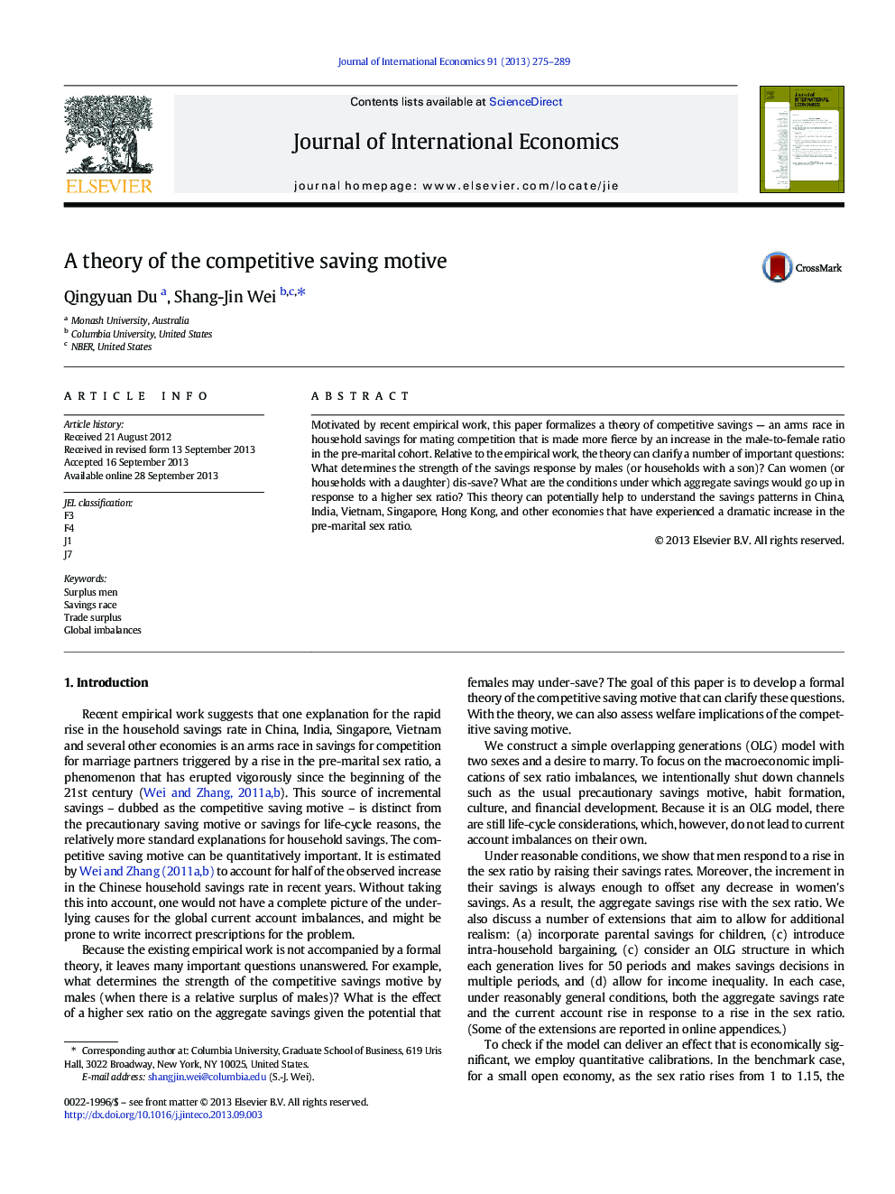 A theory of the competitive saving motive