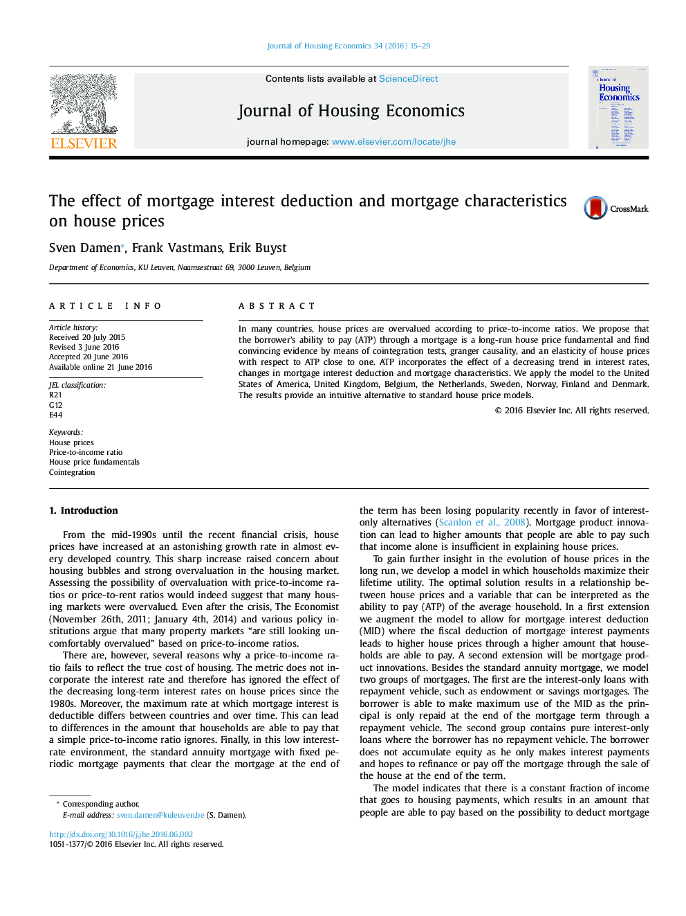 The effect of mortgage interest deduction and mortgage characteristics on house prices