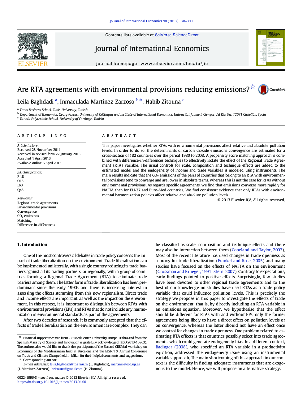 Are RTA agreements with environmental provisions reducing emissions?