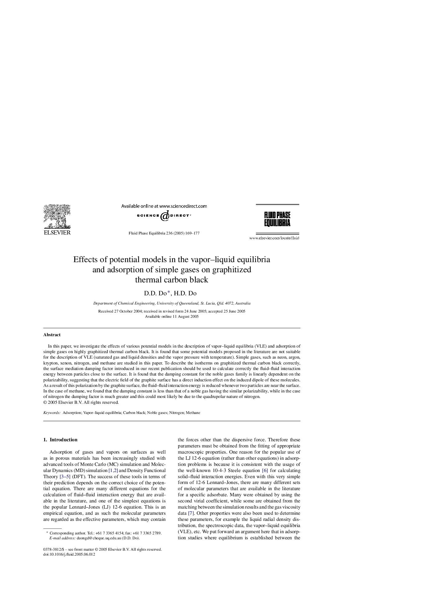 Effects of potential models in the vapor-liquid equilibria and adsorption of simple gases on graphitized thermal carbon black