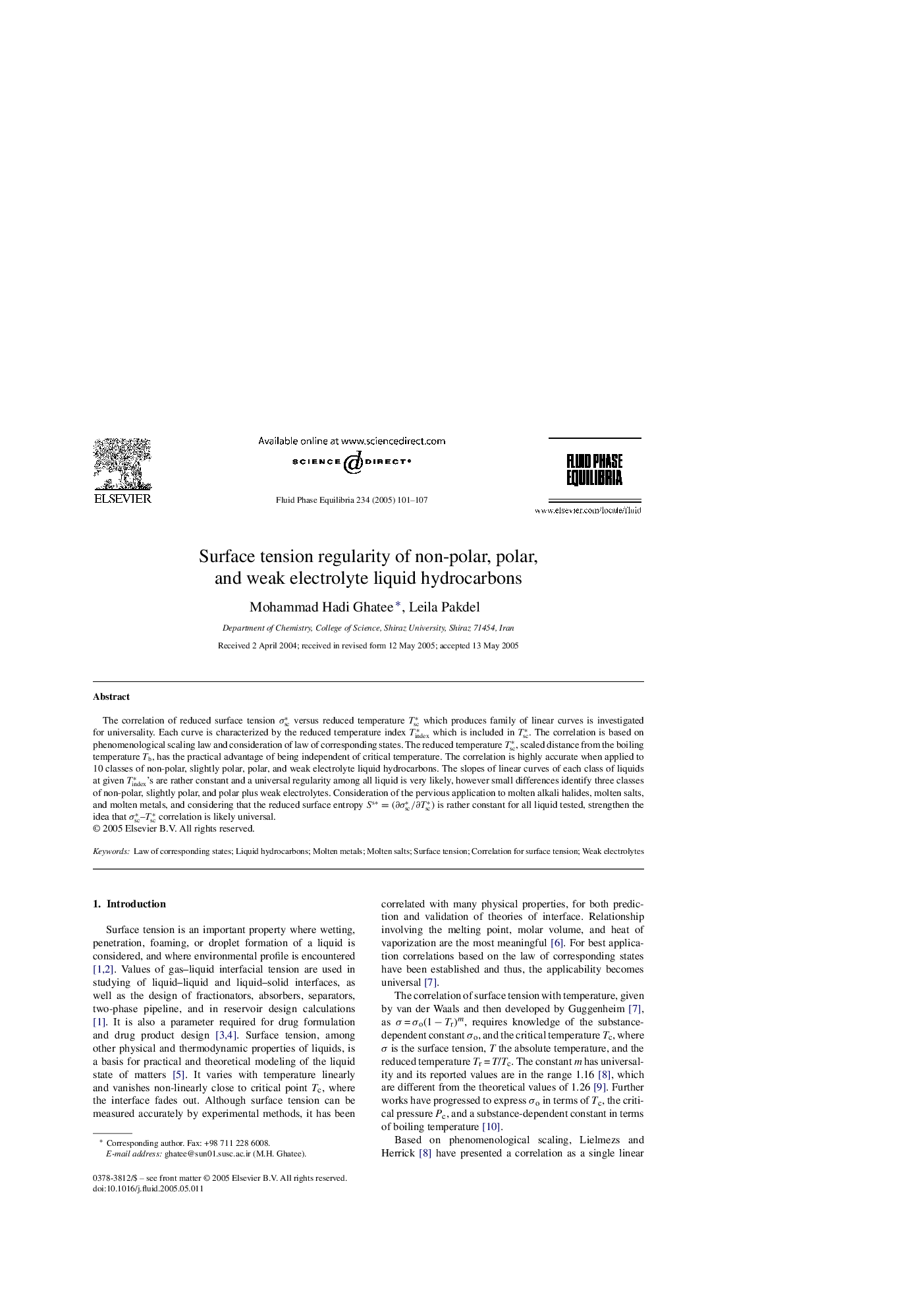 Surface tension regularity of non-polar, polar, and weak electrolyte liquid hydrocarbons