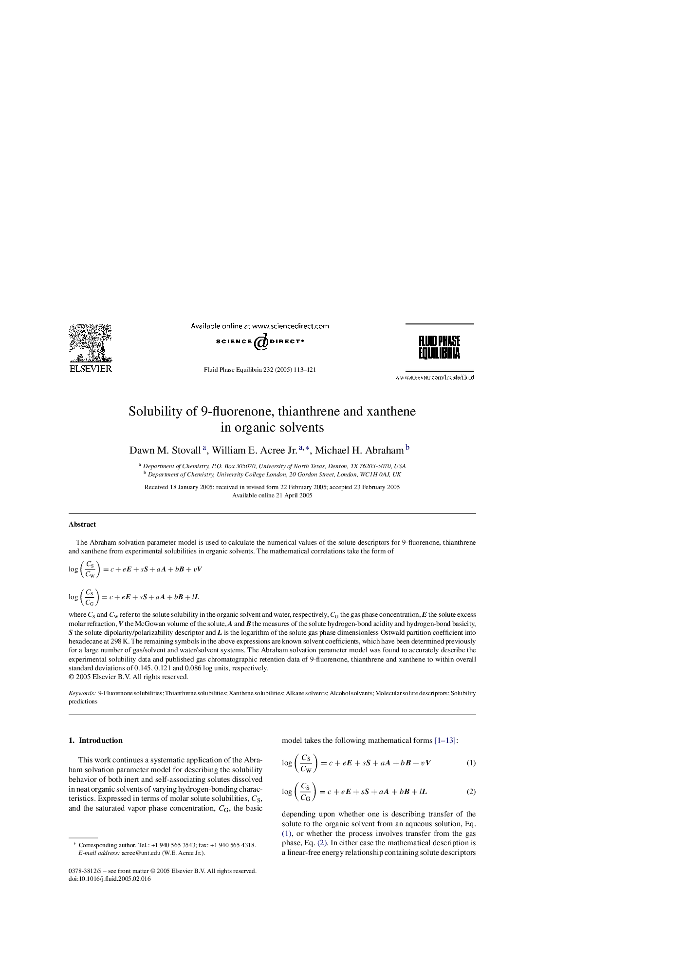 عکس صفحه اول مقاله: Solubility of 9-fluorenone, thianthrene and xanthene in organic solvents Solubility of 9-fluorenone, thianthrene and xanthene in organic solvents