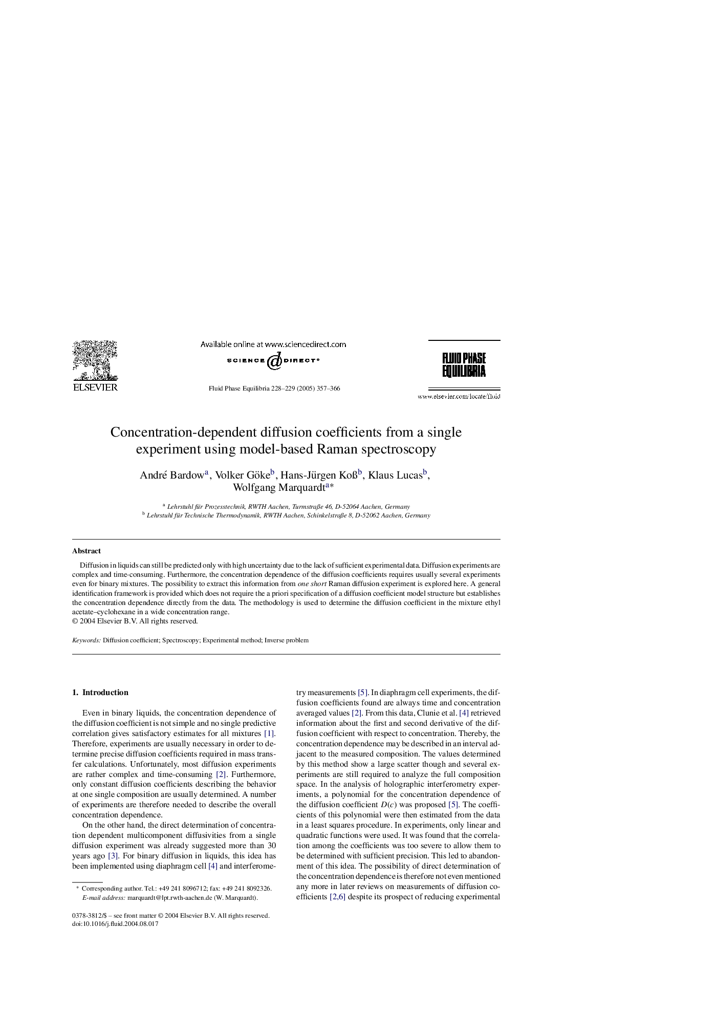 Concentration-dependent diffusion coefficients from a single experiment using model-based Raman spectroscopy