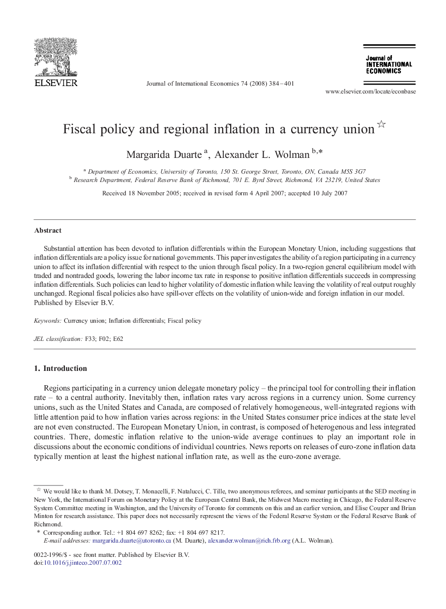 Fiscal policy and regional inflation in a currency union