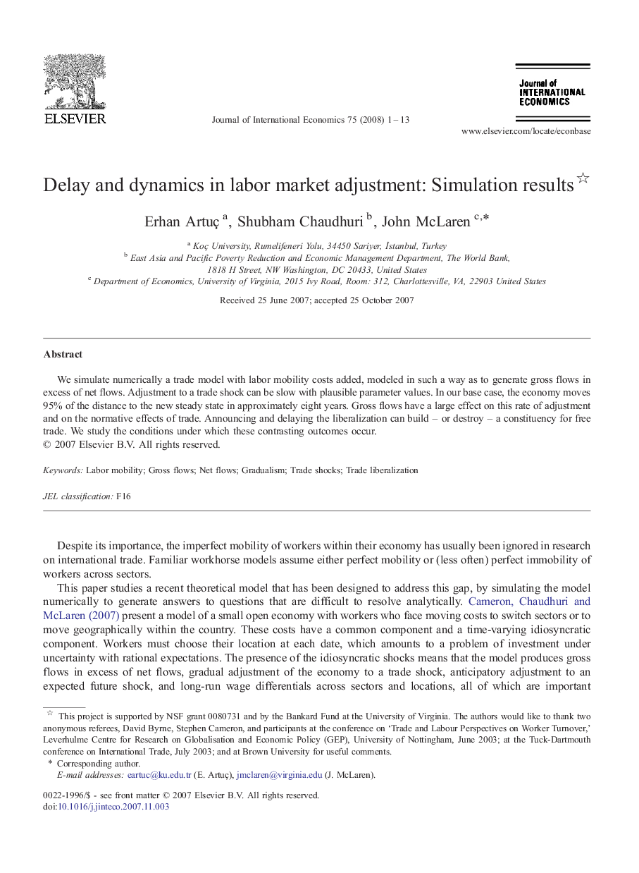 Delay and dynamics in labor market adjustment: Simulation results