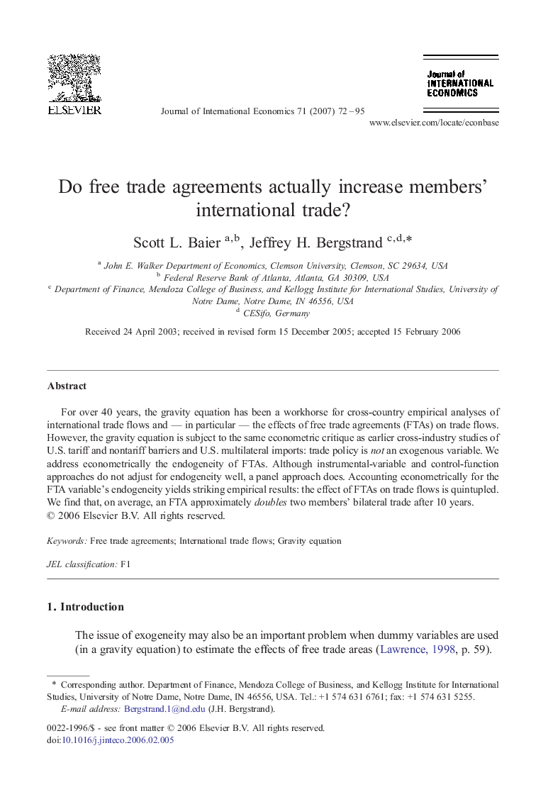 Do free trade agreements actually increase members' international trade?