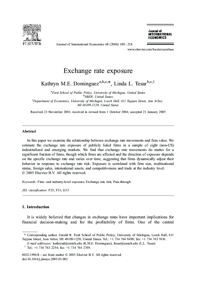 Exchange rate exposure