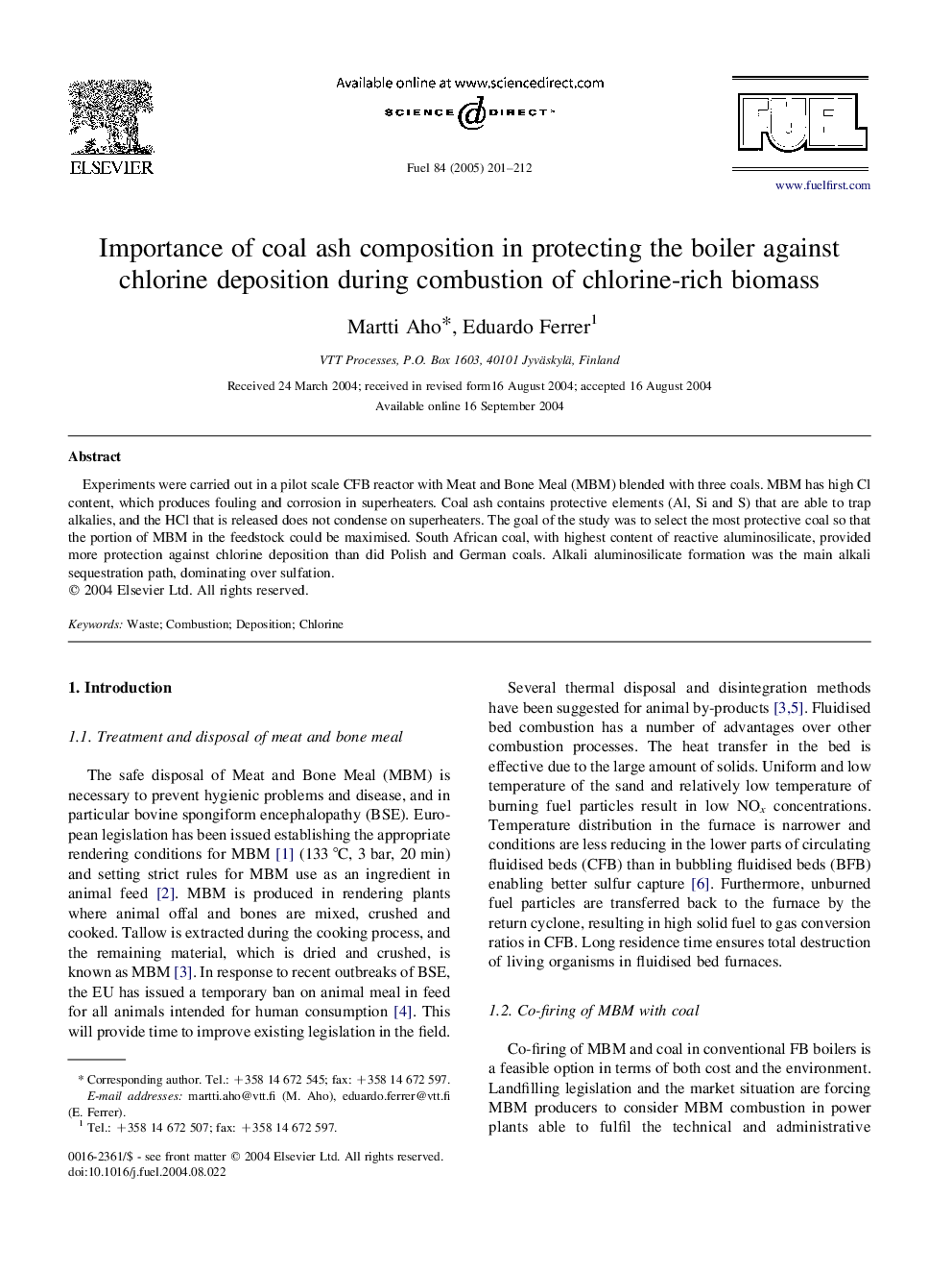 Importance of coal ash composition in protecting the boiler against chlorine deposition during combustion of chlorine-rich biomass