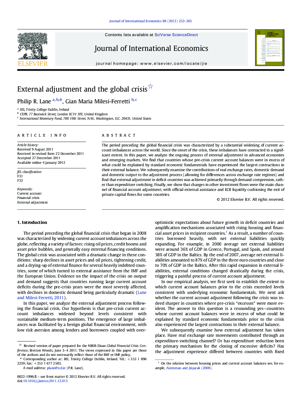 External adjustment and the global crisis 