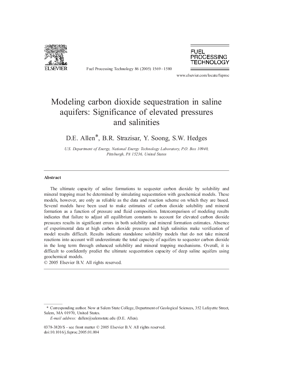 Modeling carbon dioxide sequestration in saline aquifers: Significance of elevated pressures and salinities