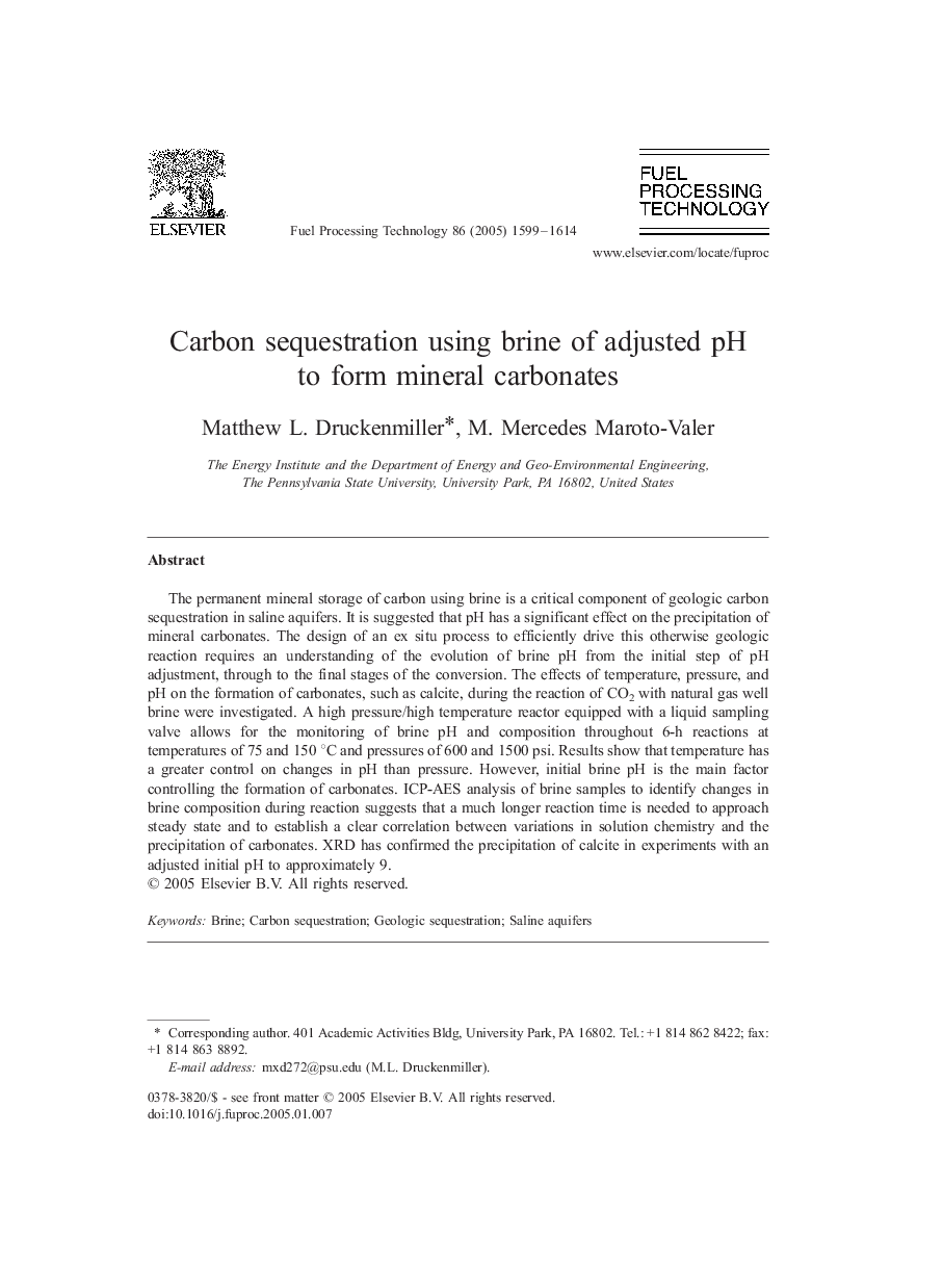 Carbon sequestration using brine of adjusted pH to form mineral carbonates