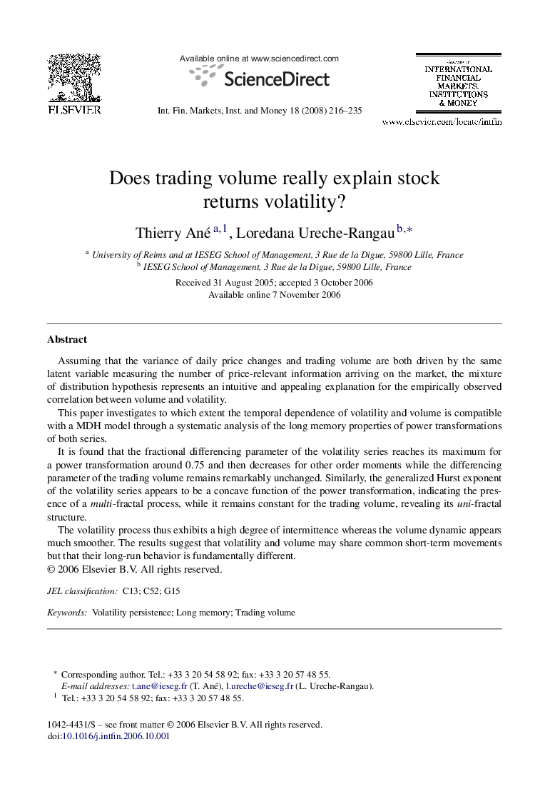 Does trading volume really explain stock returns volatility?