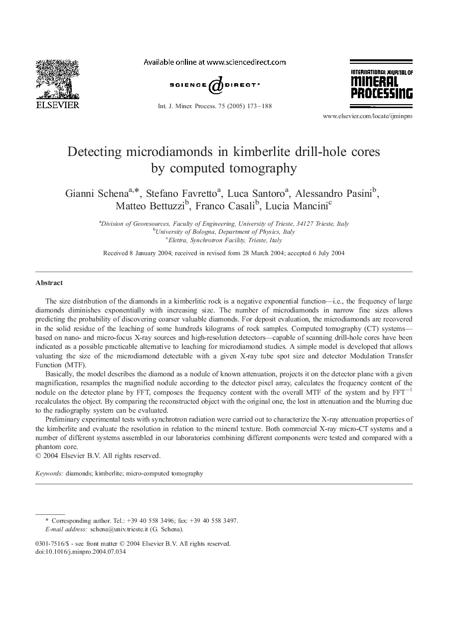 Detecting microdiamonds in kimberlite drill-hole cores by computed tomography