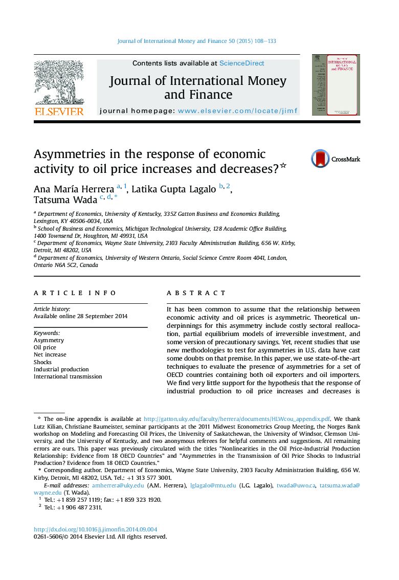 Asymmetries in the response of economic activity to oil price increases and decreases?