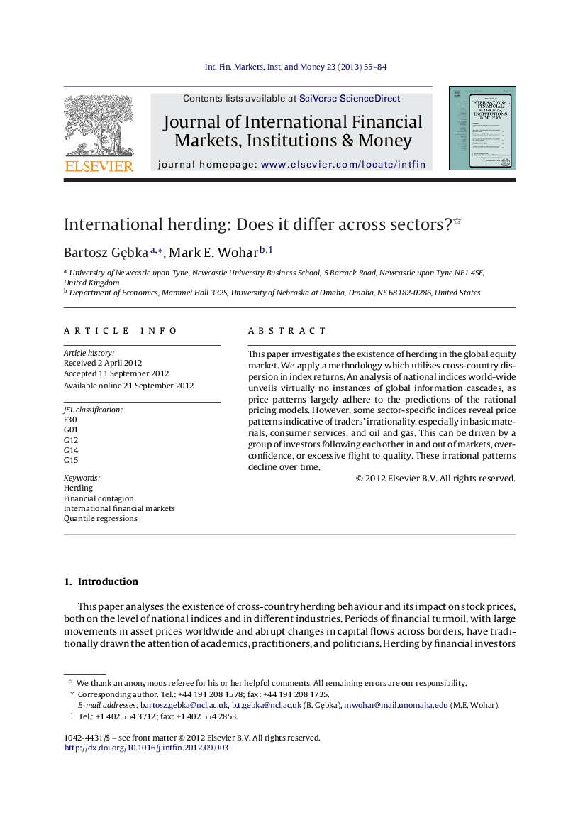 International herding: Does it differ across sectors?